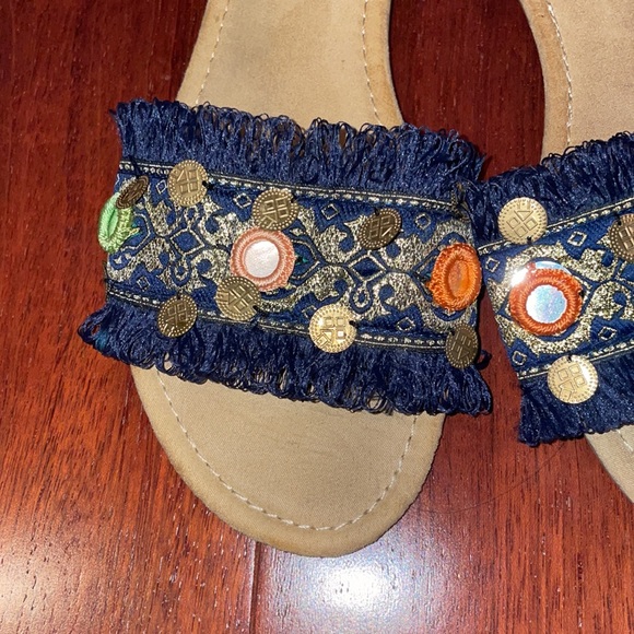 Francesca’s Moroccan Sandals Navy Blue Size 9 - Picture 2 of 3